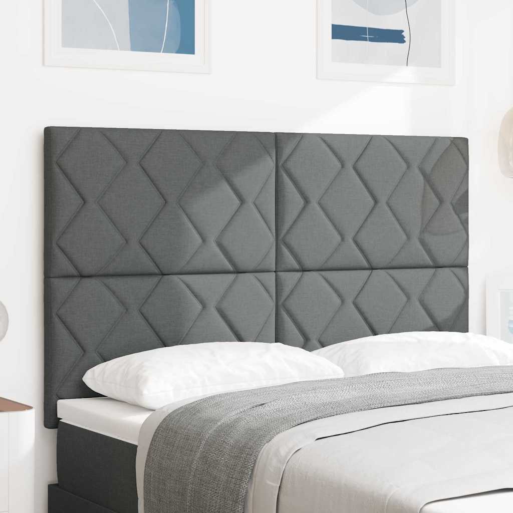 Fabric Headboard Geometric Dark grey 140 cm Fabric